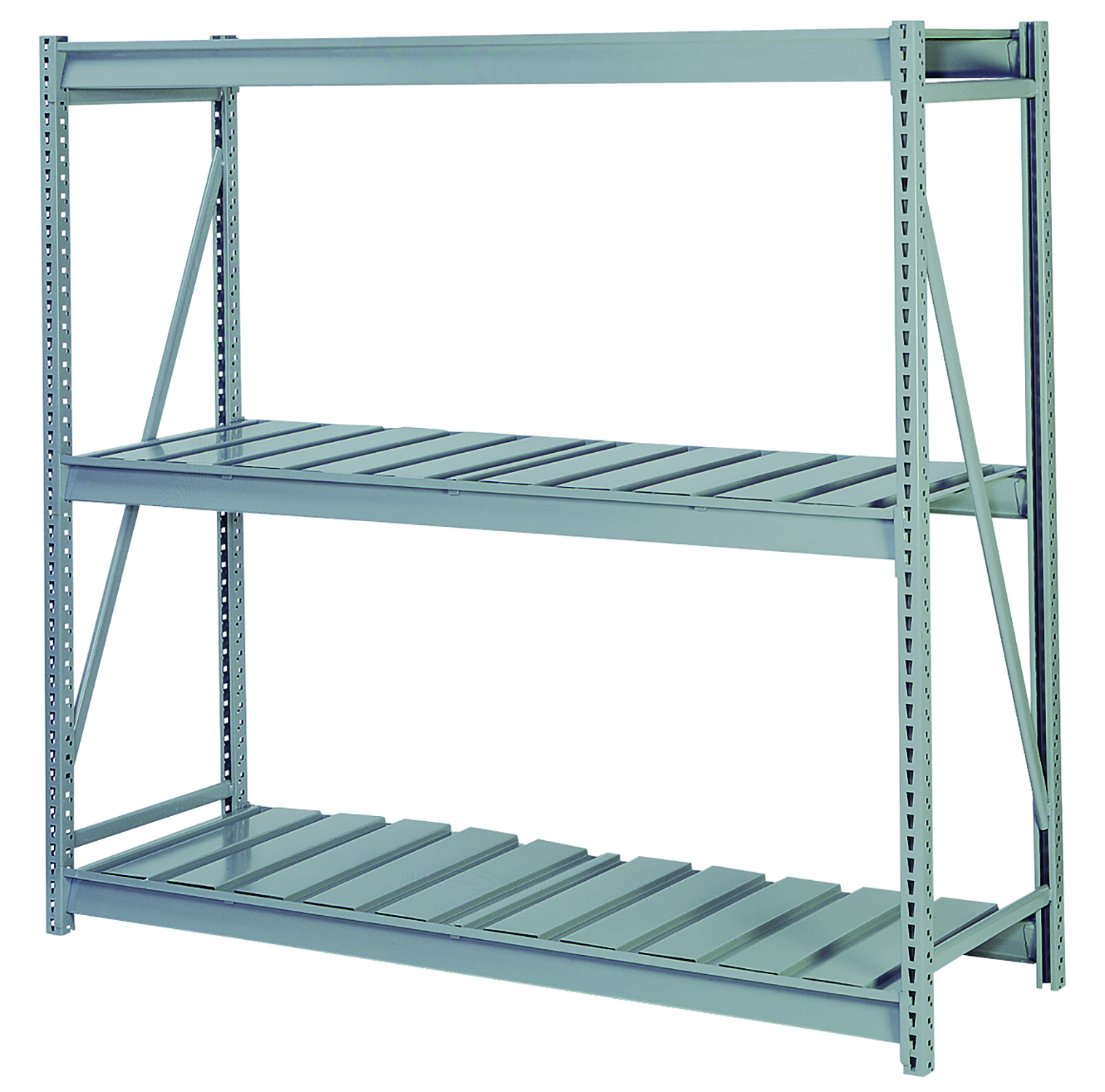 LYON DD67505SR Bulk Storage Rack, Ribbed Deck, 3 Level, Size 96 x 48 x 60 Inch, Steel, Gray | CE7ZYK