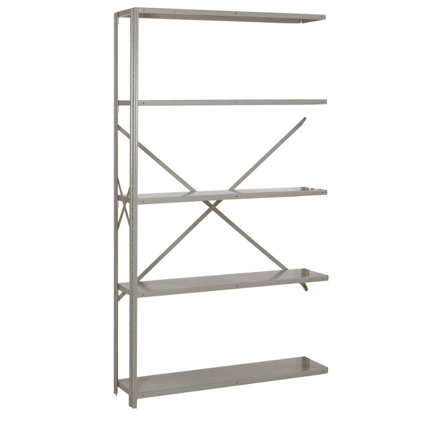 LYON DD8341H Add On Shelving, Open, 5 Shelf, Capacity 600 Lbs, 48 x 18 x 84 Inch, Steel, Gray | CE7ZZX