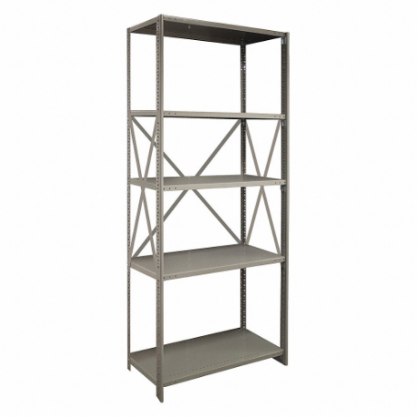 LYON DDJDP3108 Metal Shelving, 48 Inch x 18 in, 85 Inch Overall Height, 5 Shelves, Solid Shelf | CR9YKC 55XH10