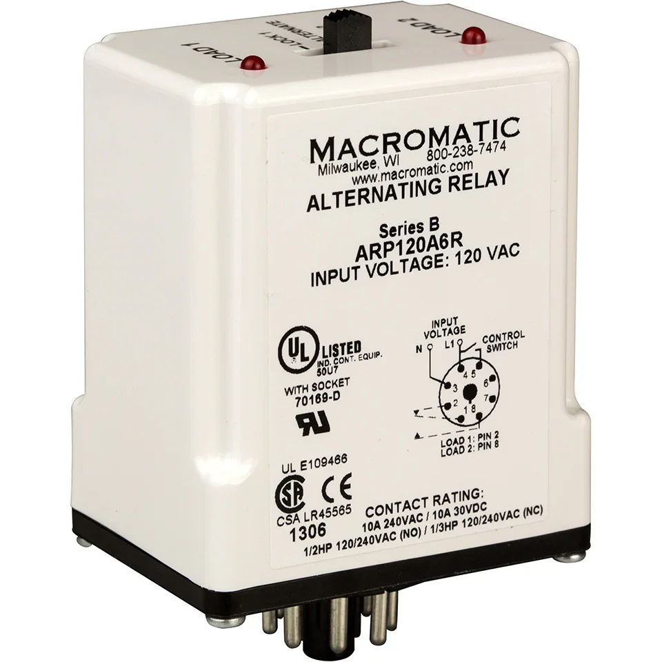 MACROMATIC ARP240A2R Alternating Relay SPDT, 240VAC, 10A | CD6XMB