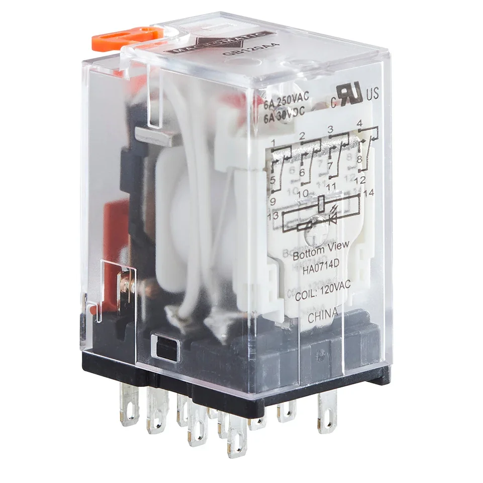 MACROMATIC GB120A4 General Purpose, Blade Style Relay, 120VAC, 4 Pole | CH6GQV
