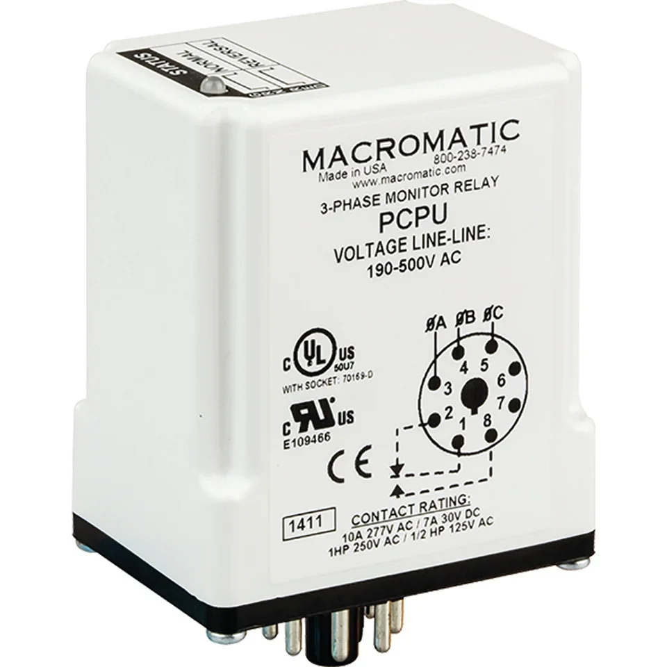 MACROMATIC PCP575 Voltage Sensing Relay, 460-600VAC, 10A | CD6XMV