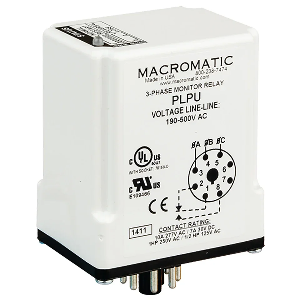 MACROMATIC PLP575 Voltage Sensing Relay, 460-600VAC, 10A | CD6XMY