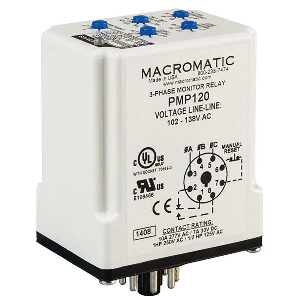 MACROMATIC PMP120 Voltage Sensing Relay, 102-138VAC, 10A | CD6XNC
