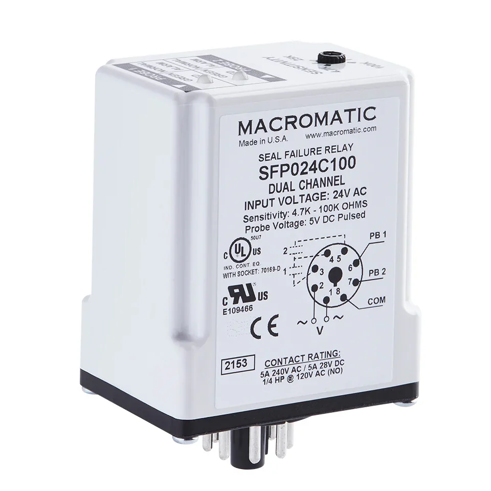 MACROMATIC SFP024C250 Pump Seal Failure Relay, 3VA, Indicator Style LED, -40 to 85 Deg C | CD6FQX
