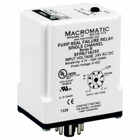 Seal Leak Relay, Socket Mounted, 10 A Current Rating, 24V AC/Dc, Single Channel Channels