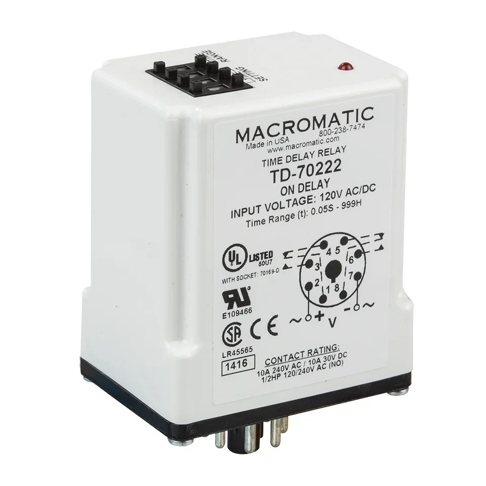 MACROMATIC TD-71522 Time Delay Relay, 120V AC/DC, 10A | CD4YKW