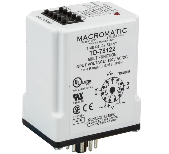 MACROMATIC TD-78166 Time Delay Relay, 12 VDC, 10A | CD4YLP