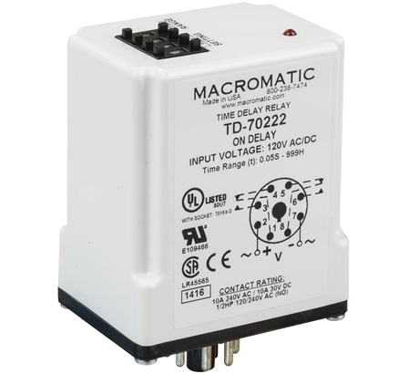 MACROMATIC TD-78168 Time Delay Relay, 24V AC/DC, 10A | CD4YLQ