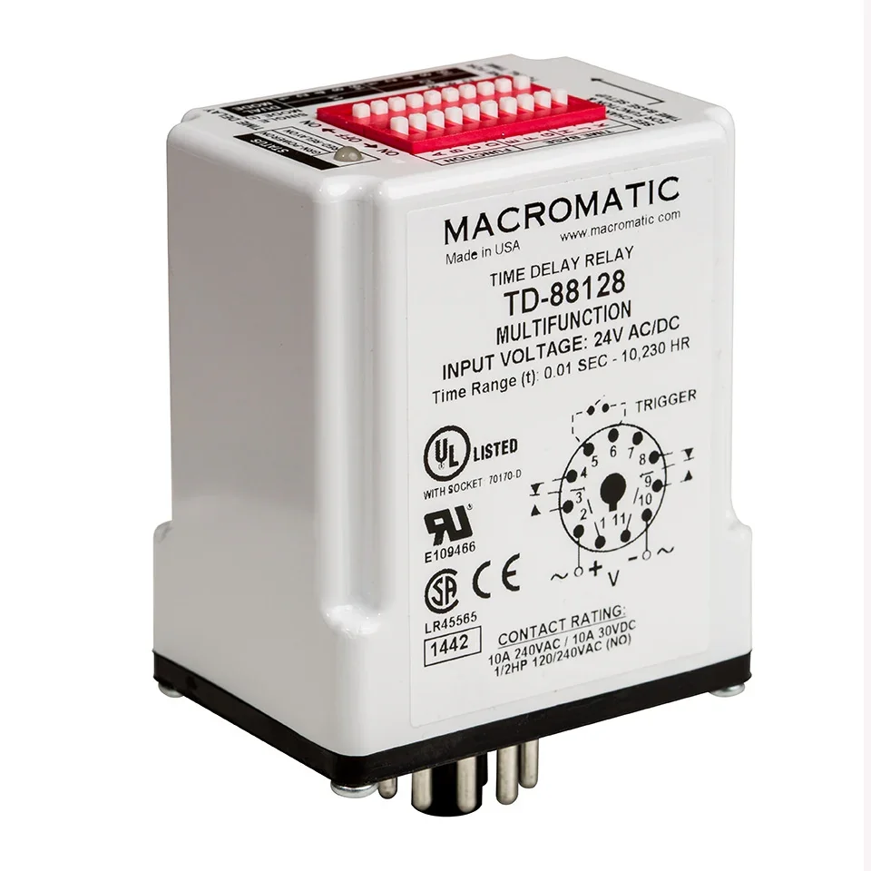 MACROMATIC TD-88126 Time Delay Relay, 10-10230 Hr, 12 VDC, 10A | CD4ZGF