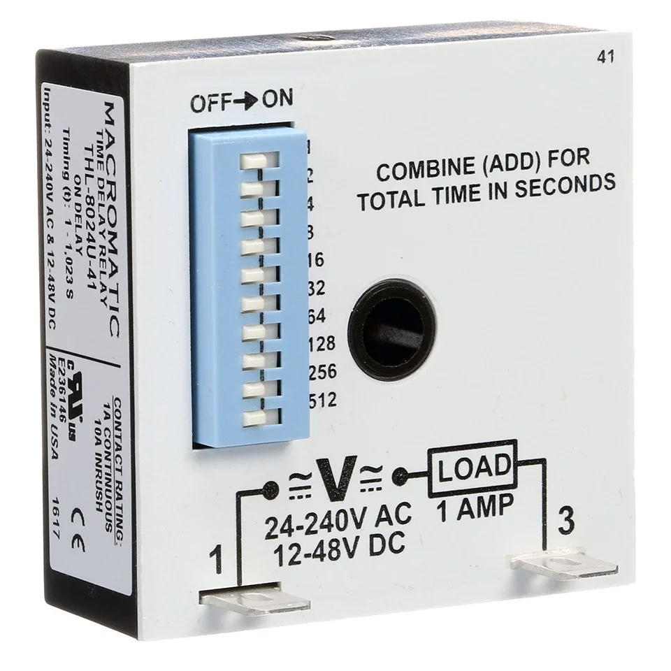 MACROMATIC THL-8024U-41 Time Delay Relay, 1-1023 Sec, 24-240VAC, 1A Normally Open | CD4ZGW