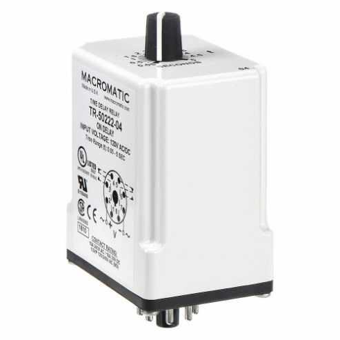 MACROMATIC TR-50222-04 Timer Relay, 5 Sec, 8 Pin, 10A, 120V AC/DC | AB7KJV 23NU78