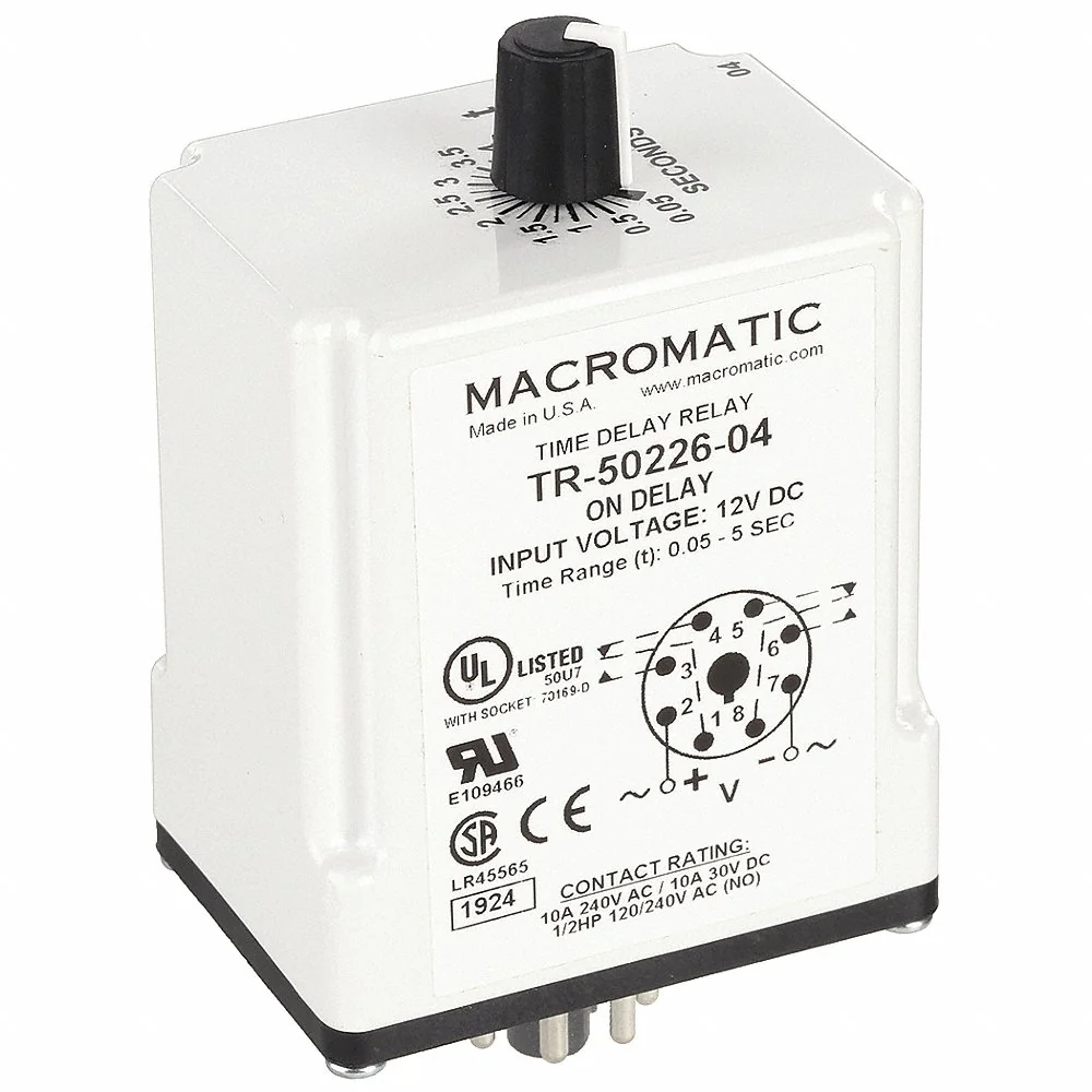 MACROMATIC TR-50226-08 Time Relay, On Delay, 0.6 Sec, 12 VDC | AG3UEK 33VC03