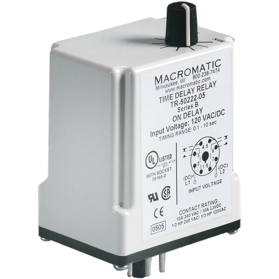 MACROMATIC TR-51968-07 Time Delay Relay, 24V AC/DC, 10A | CD6DXB