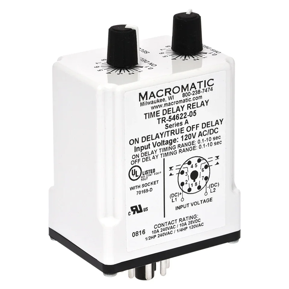 MACROMATIC TR-56126-16 Time Delay Relay, 12 VDC, 10A | CD6EFX