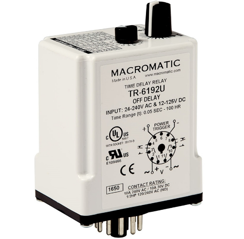 MACROMATIC TR-6412U Time Delay Relay, 24-240VAC, 10A | CD6EJV