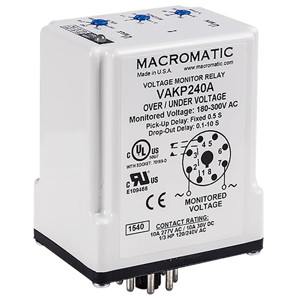 MACROMATIC VAKP480A Voltage Sensing Relay, 30VA, Indicator Style LED, -40 to 85 Deg C | CD6ZXN