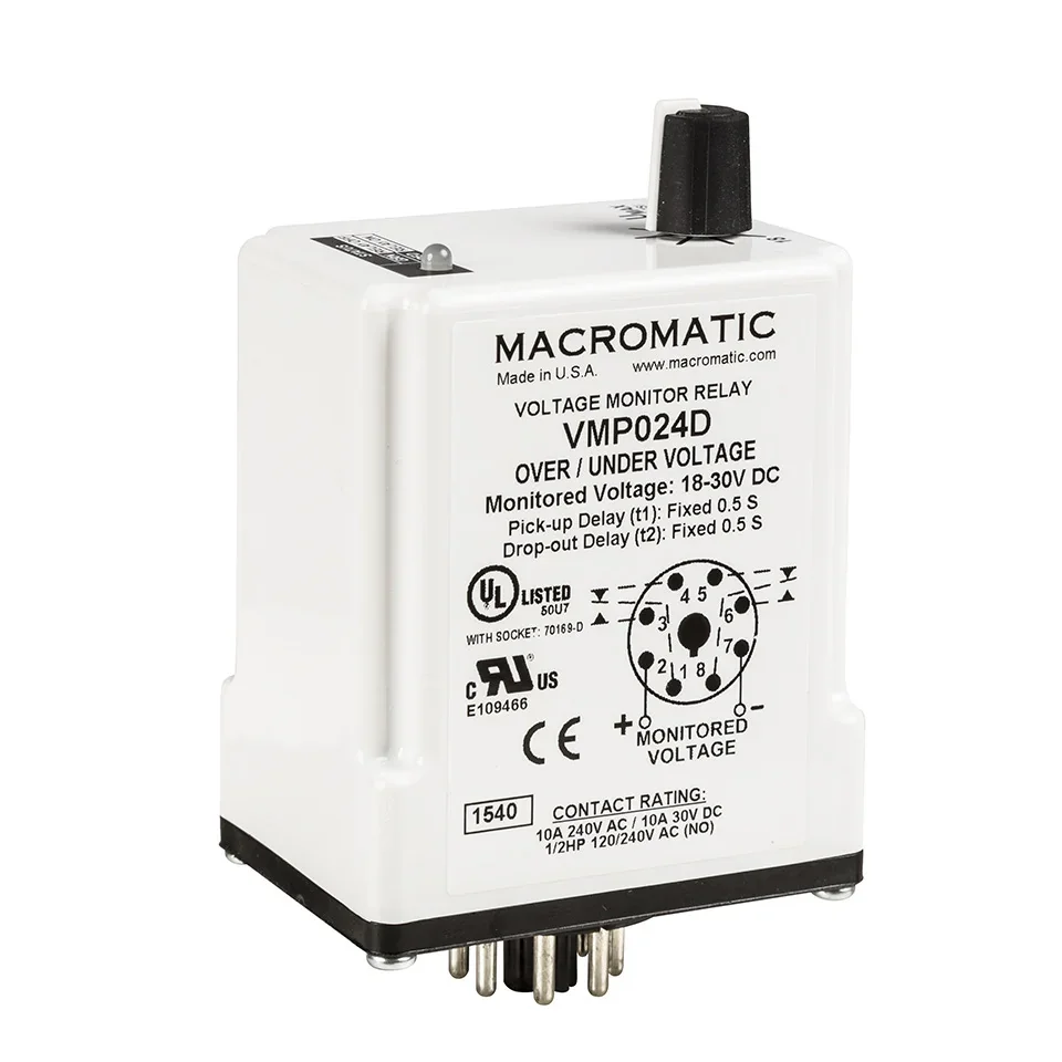 MACROMATIC VMP048D Voltage Sensing Relay, 30VA, Indicator Style LED, -40 to 85 Deg C | CD6FTG