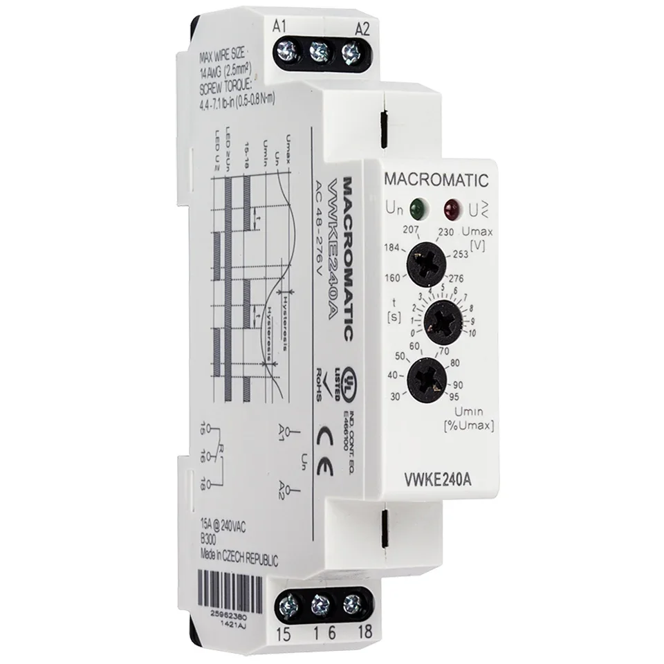 MACROMATIC VWKE024D Voltage Sensing Relay, 3VA, 1.7 Watt, -40 to 85 Deg C | CD6ZXV