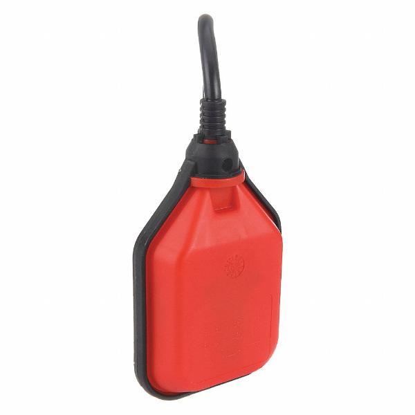 Tilt Float Switch, 49.2 ft. Lead Wire Length, 158 Deg. F Max Temp., 16A, 250V AC