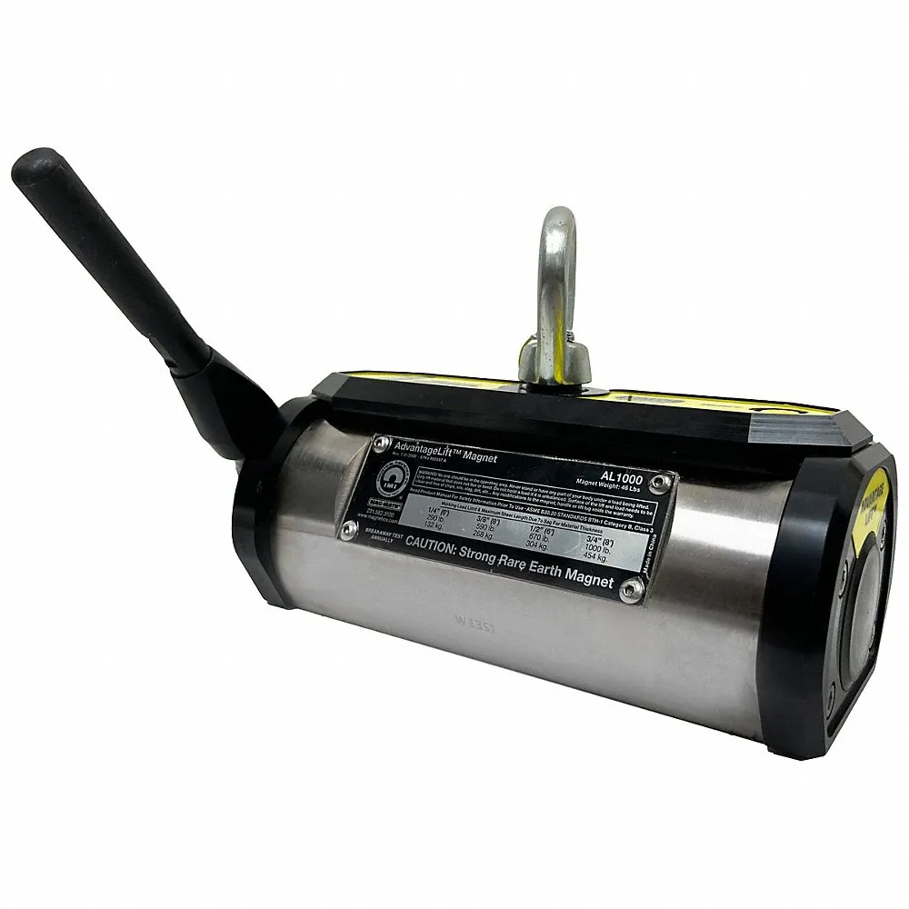 Lifting Magnet, 1000 lb. Max Load Capacity, 1000 lb. Max Flat Load Capacity, On/Off Handle