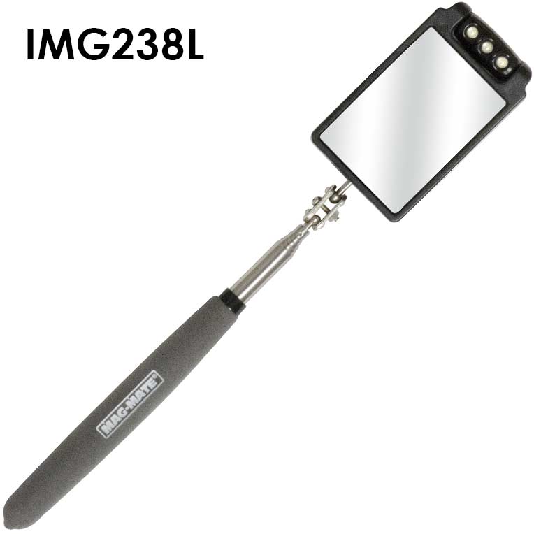 Lighted Inspection Mirror, 2-3/4 x 1-7/8 Inch Size