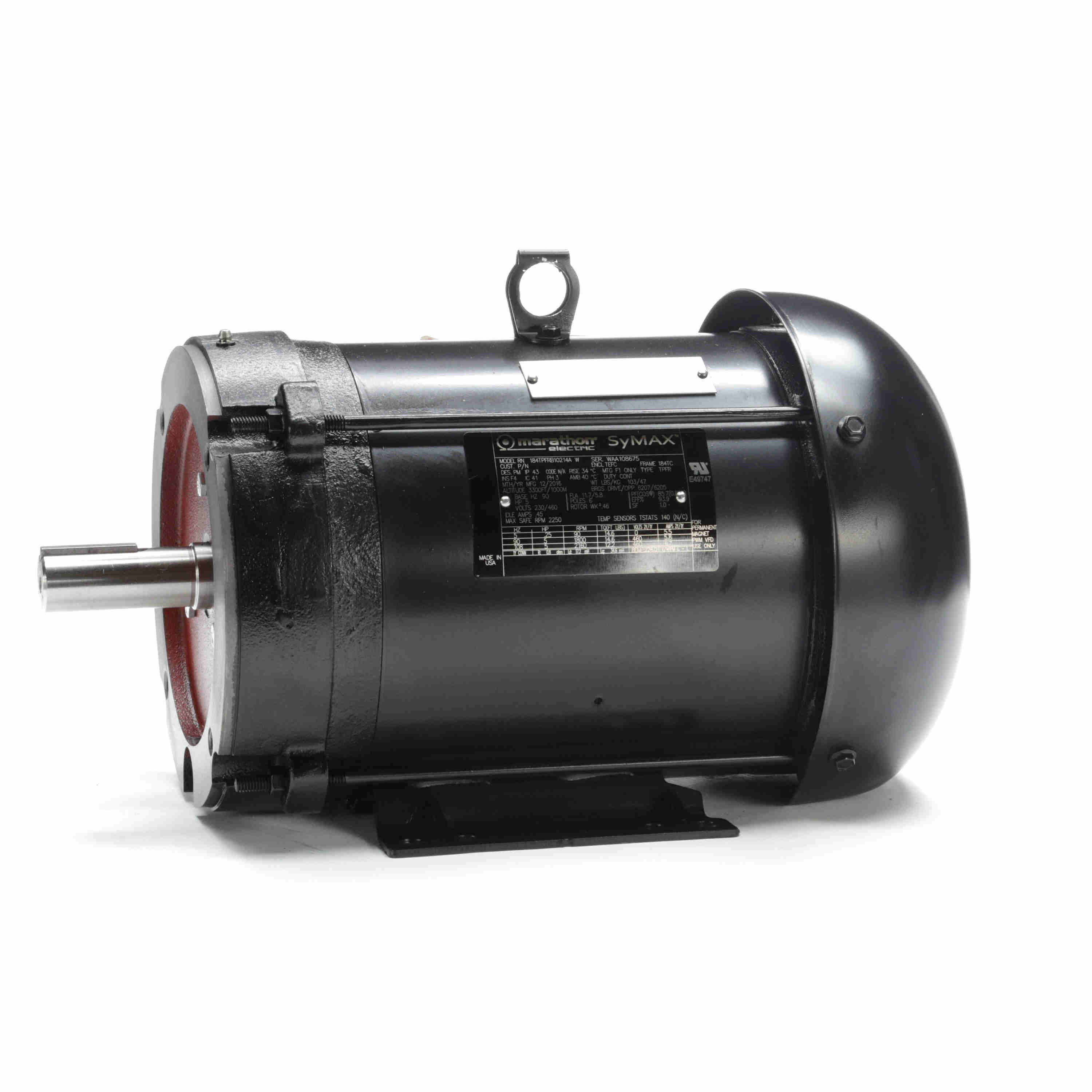 MARATHON MOTORS SY067 AC Permanent Magnet Motor, High-Performance Inverter Duty, 5Hp, 3-Phase, 230/460 VAC | CV6LHG