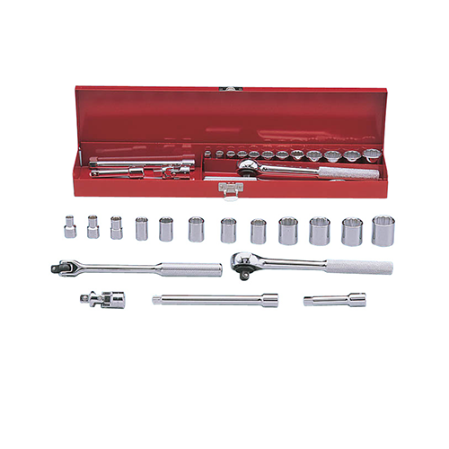 MARTIN SPROCKET MB17K Socket Set, Metric, 3/8 Inch Drive Size, Chrome, Alloy Steel, Pack Of 17 | BC8LVJ