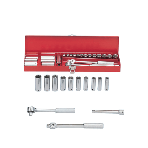 MARTIN SPROCKET MB26K Socket Set, Metric, 3/8 Inch Drive Size, Chrome, Alloy Steel, Pack Of 26 | AL6BDU