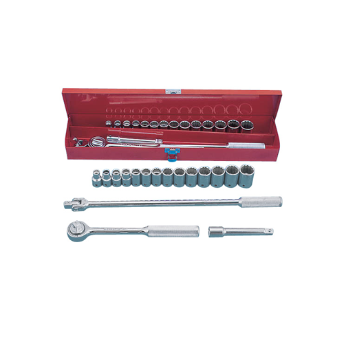 MARTIN SPROCKET MS17K Socket Set, SAE, 1/2 Inch Drive Size, Chrome, Alloy Steel, Pack Of 17 | BC9HWL