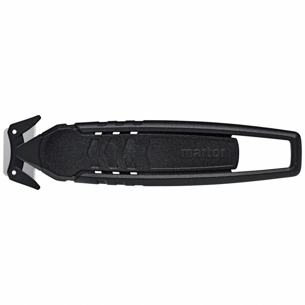 Disposable Concealed Blade Safety Knife, 5 7/8 Inch Lg, Straight Handle, Black