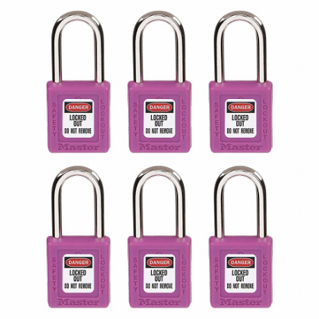 MASTER 410S6PRP LOCK Lockout Padlock, Keyed Different, Thermoplastic, Std Body Body Size, Metal, Std | CT2HQE 45JC71