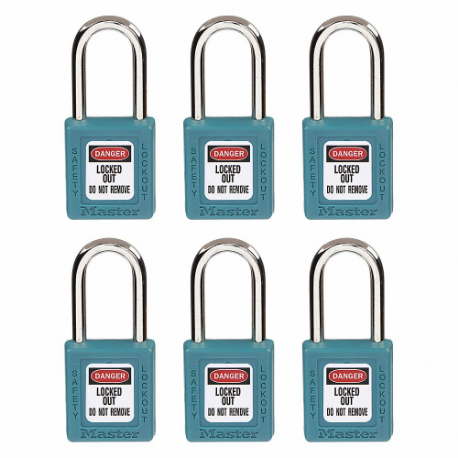 MASTER 410S6TEAL LOCK Lockout Padlock, Keyed Different, Thermoplastic, Std Body Body Size, Metal, Std, Teal | CT2HQJ 45JC70