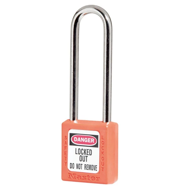 MASTER LOCK 410MKLTORJ Thermoplastic Safety Padlock With Master Key, 3 Inch Tall Shackle, Keyed Different, Orange | CM7RYH