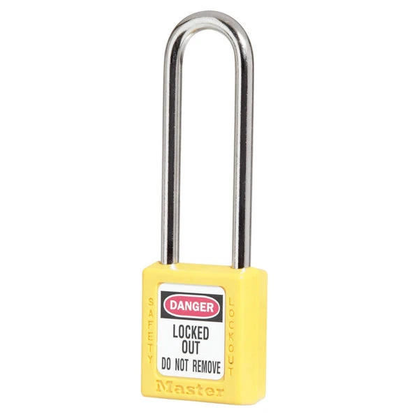 MASTER LOCK 410MKLTYLW Thermoplastic Safety Padlock With Master Key, 3 Inch Tall Shackle, Keyed Different, Yellow | CM7RYL