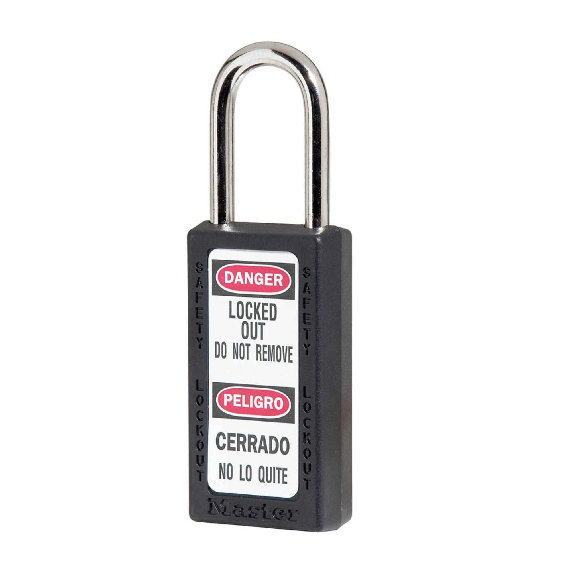 MASTER LOCK 411KABLK Thermoplastic Safety Padlock, 1 1/2 Inch Tall Shackle, Keyed Alike, Key Retaining, Black | CM7TAF