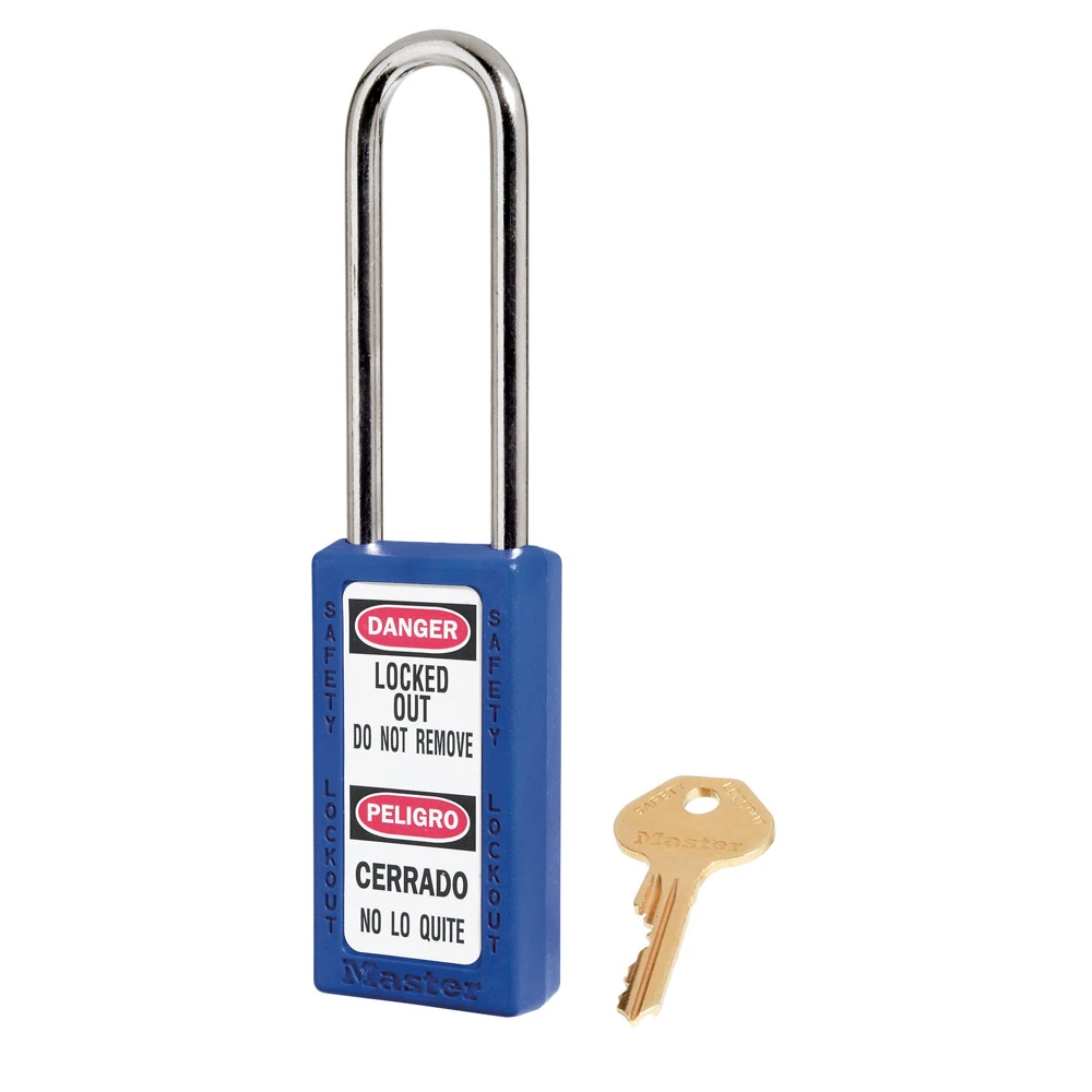 MASTER LOCK 411KALTBLU Thermoplastic Safety Padlock, 3 Inch Tall Shackle, Keyed Alike, Key Retaining, Blue | CM7TBT