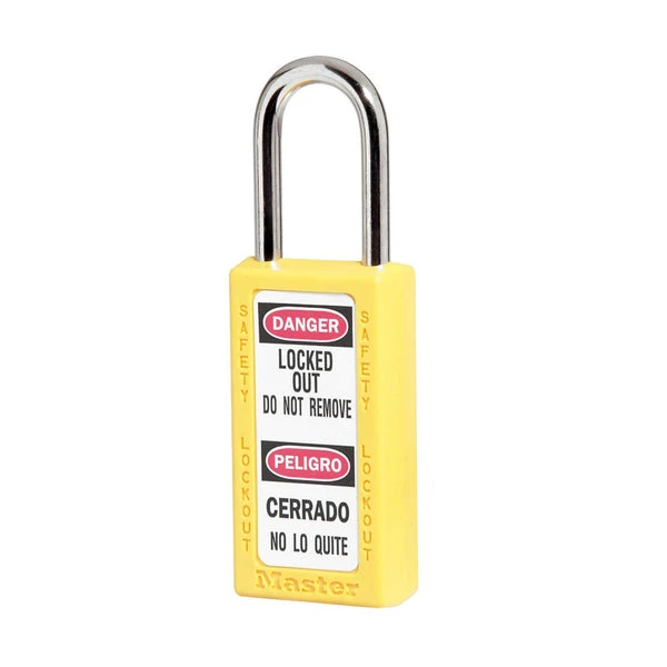 MASTER LOCK 411KAYLW Thermoplastic Safety Padlock, 1 1/2 Inch Tall Shackle, Keyed Alike, Key Retaining, Yellow | CM7TAE