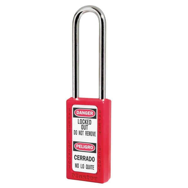 MASTER LOCK 411MKLTRED Thermoplastic Safety Padlock With Master Key, 3 Inch Tall Shackle, Keyed Different, Red | CM7TBU