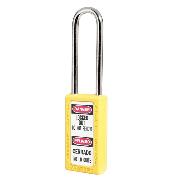 MASTER LOCK 411MKLTYLW Thermoplastic Safety Padlock With Master Key, 3 Inch Tall Shackle, Keyed Different, Yellow | CM7TBY
