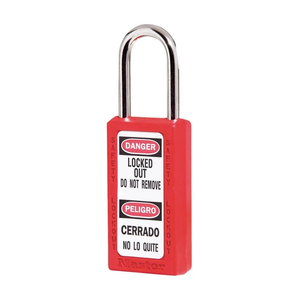 MASTER LOCK 411KAMKRED Thermoplastic Safety Padlock With Master Key, 1 1/2 Inch Tall Shackle, Keyed Different , Red | CM7TAT