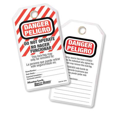 MASTER LOCK 497AX Do Not Operate Safety Tag, Spanish/English, Laminated, Bag of 12 | CM7UUZ