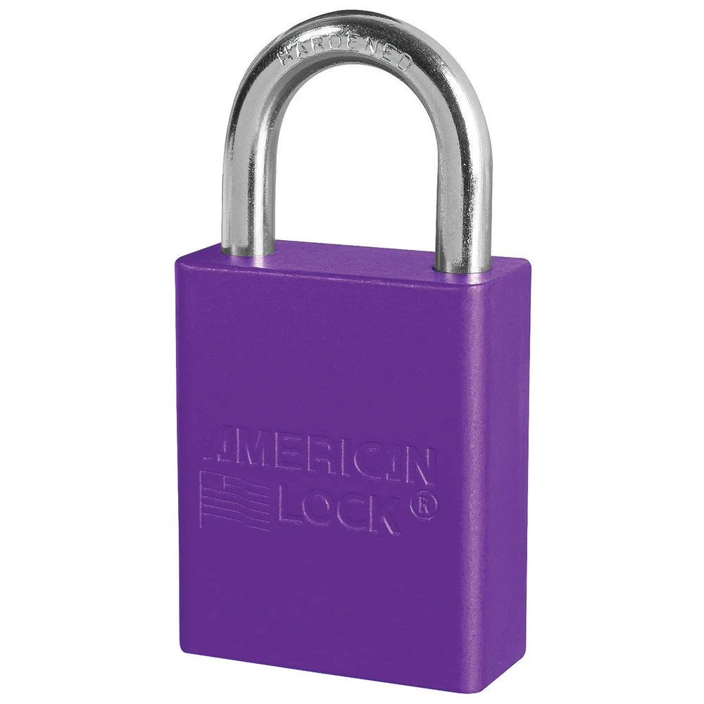 MASTER LOCK S1105PRP Anodized Aluminium Safety Padlock, 1 1/2 Inch Wide, 1 Inch Tall Shackle, Keyed Different, 6 Pin Locking, Purple | CM7TQT