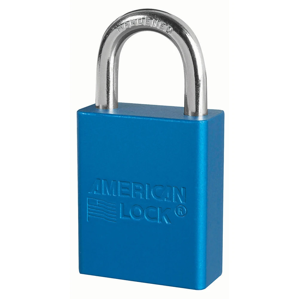 MASTER LOCK A1165BLU Anodized Aluminium Safety Padlock, 1 1/2 Inch Wide, 1 Inch Tall Shackle, Keyed Different, 6 Pin Locking, Blue | CM7TKV