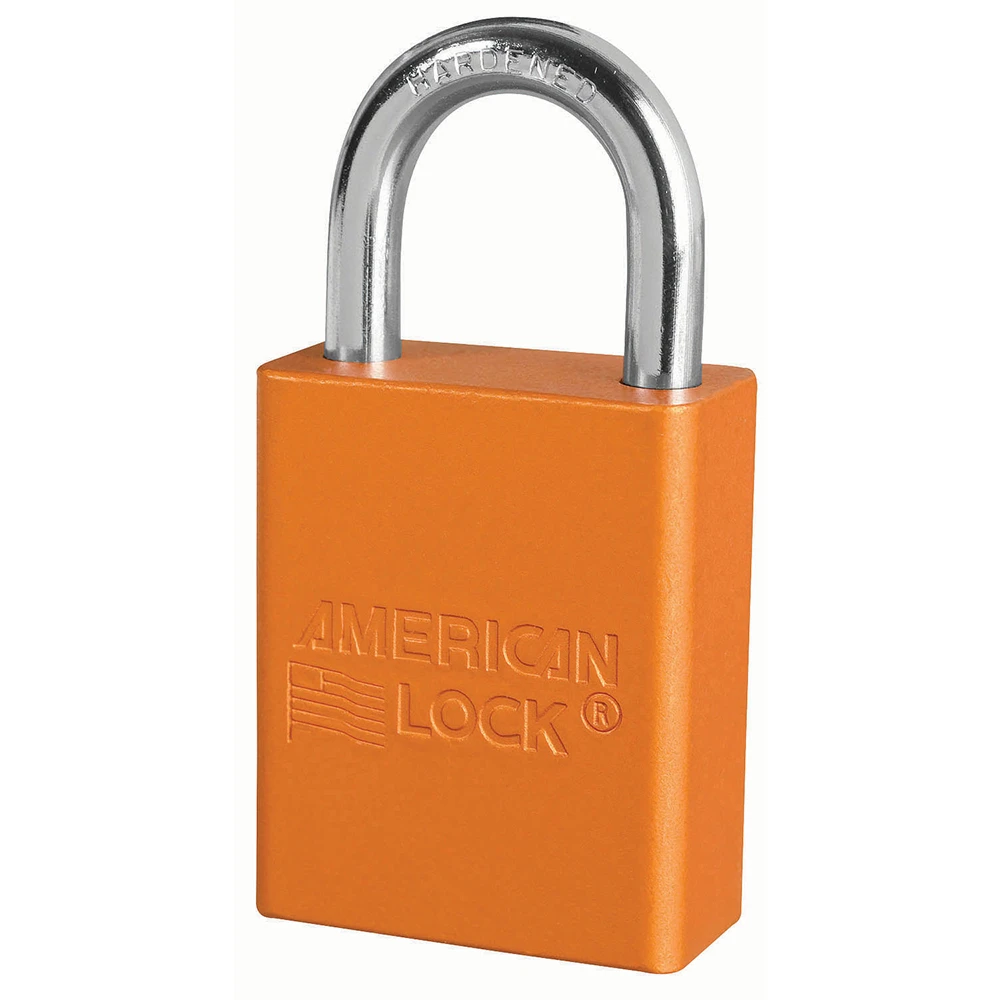 MASTER LOCK A1165ORJ Anodized Aluminium Safety Padlock, 1 1/2 Inch Wide, 1 Inch Tall Shackle, Keyed Different, 6 Pin Locking, Orange | CM7TKZ