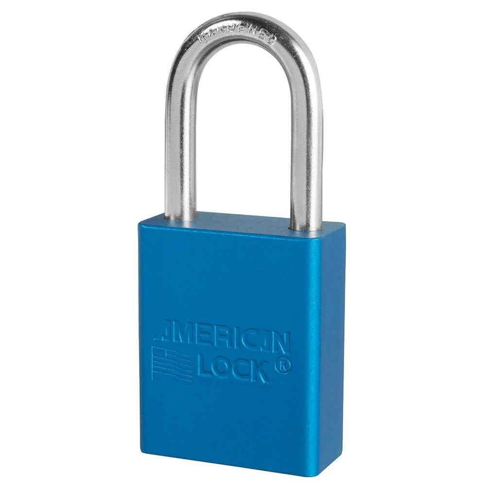MASTER LOCK A1166BLU Anodized Aluminium Safety Padlock, 1 1/2 Inch Wide, 1 1/2 Inch Tall Shackle, Keyed Different, 6 Pin Locking, Blue | CM7TMJ