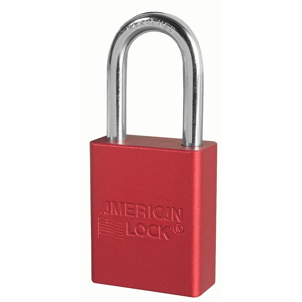 MASTER LOCK A1166KARED Anodized Aluminium Safety Padlock, 1 1/2 Inch Wide, 1 1/2 Inch Tall Shackle, Keyed Alike, 6 Pin Locking, Red | CM7TNA
