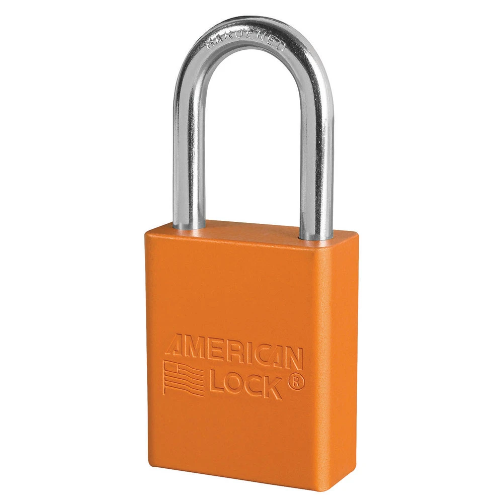 MASTER LOCK A1166MKORJ Anodized Aluminium Safety Padlock With Master Key, 1 1/2 Inch Wide, 1 1/2 Inch Tall Shackle, 6 Pin Locking, Orange | CM7TNH