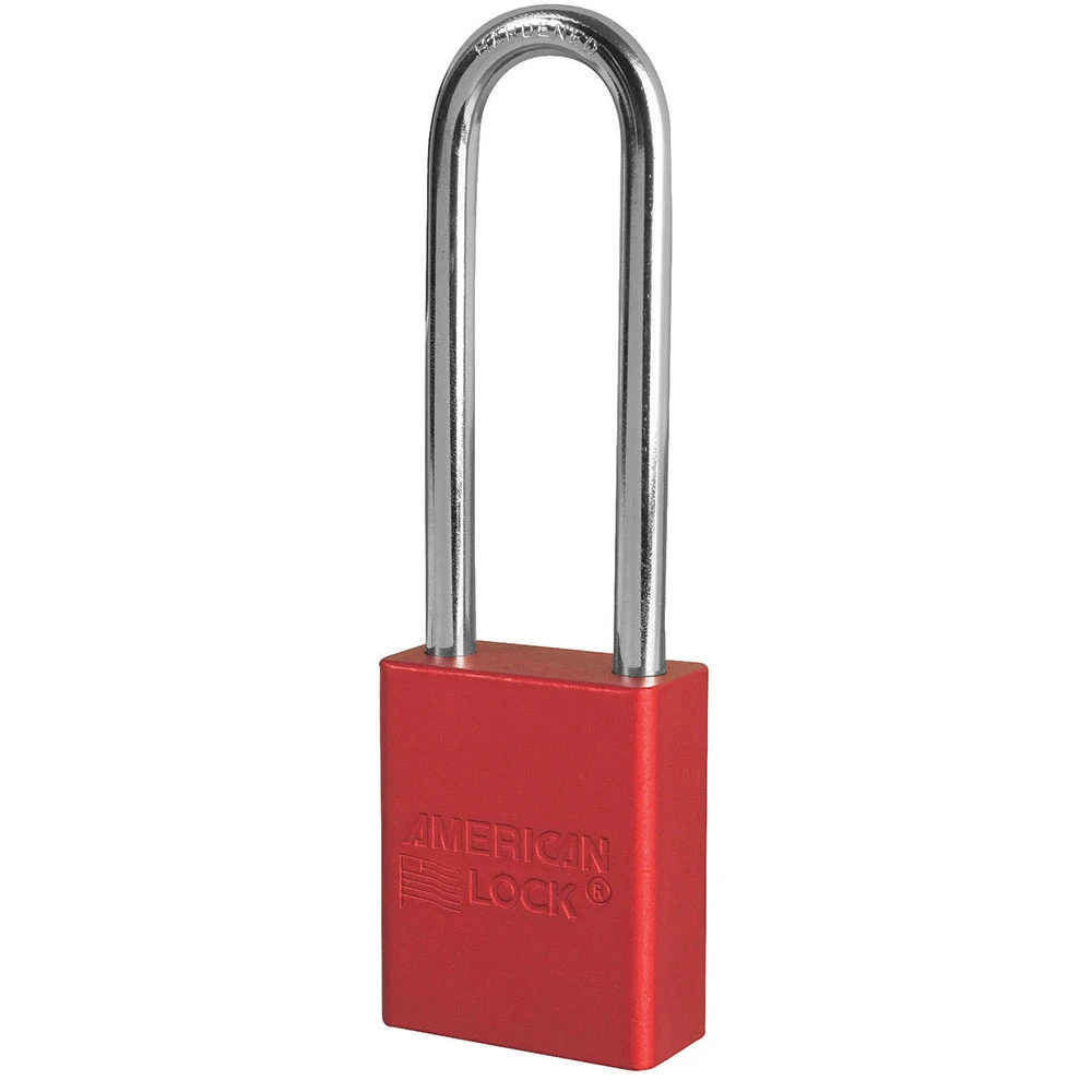 MASTER LOCK A1167RED Anodized Aluminium Safety Padlock, 1 1/2 Inch Wide, 3 Inch Tall Shackle, Keyed Different, 6 Pin Locking, Red | CM7TPE