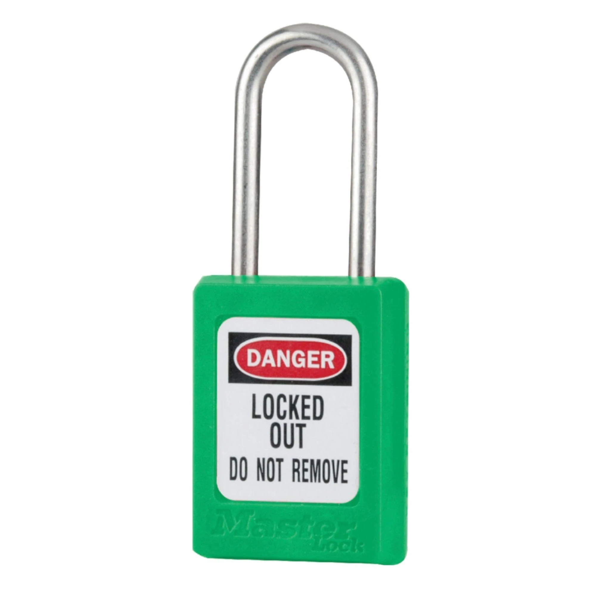 MASTER LOCK S31KAGRN Thermoplastic Safety Padlock, SS Shackel, 1 1/2 Inch Tall Shackle, Keyed Alike, Key retaining, Green | CM7RNR